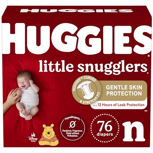 Huggies Newborn Diapers Little Snugglers Newborn Diapers, Size 1 (up to 10 lbs), 76 Count