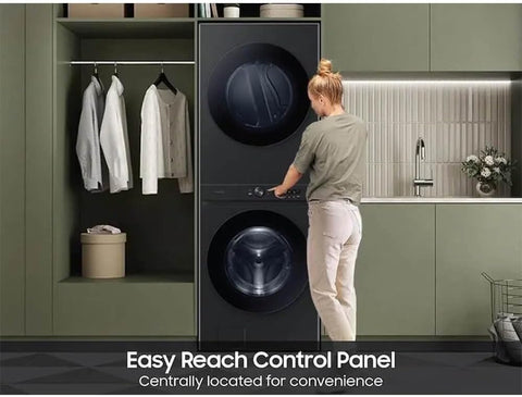 Bespoke 4.6 cu. ft. Large Capacity Single Unit AI Laundry Hub Washer with 7.6 cu. ft. Electric Dryer in Brushed Black