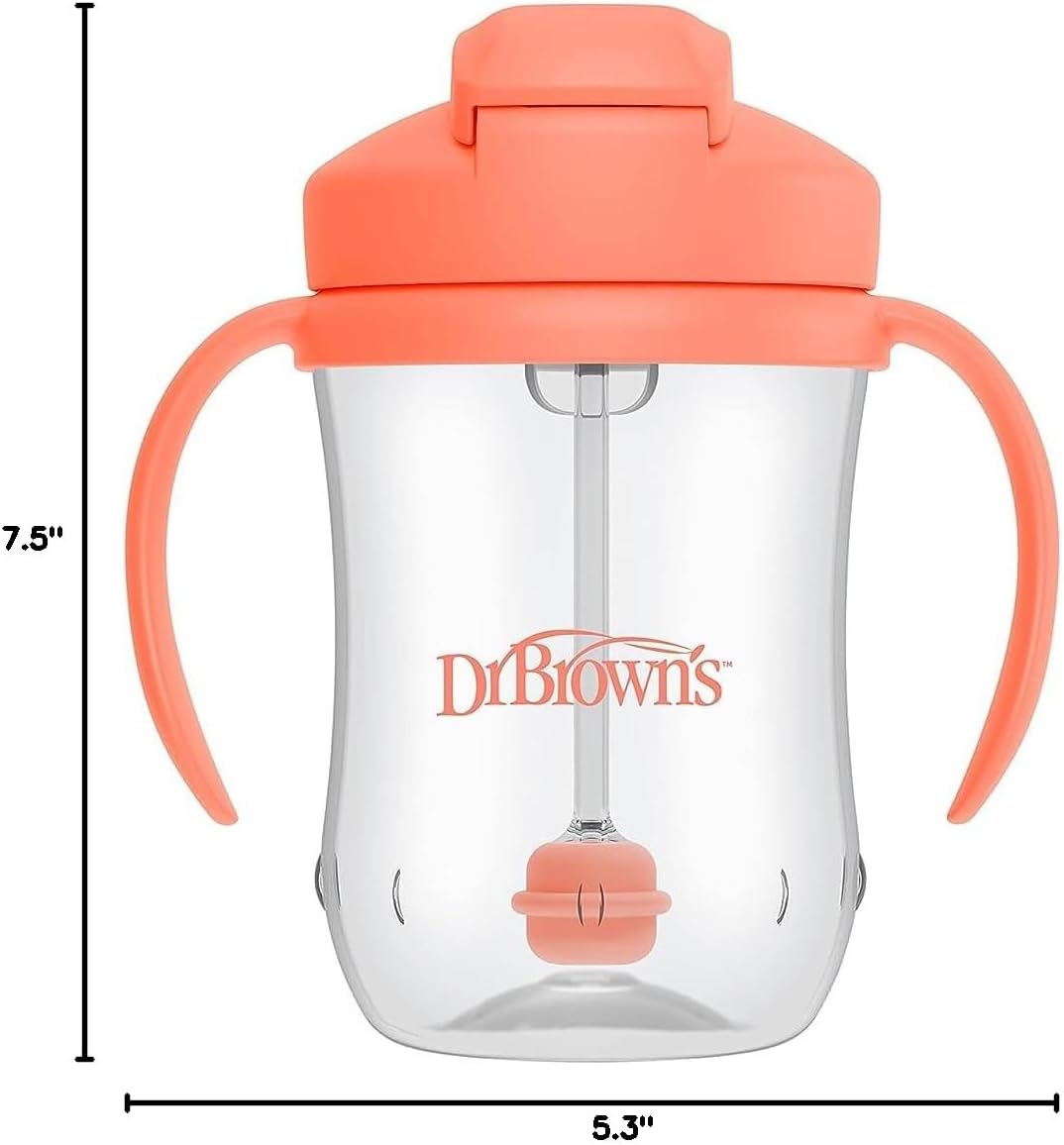 Dr. Brown's Milestones Baby's First Straw Cup, Training Cup with Weighted Straw, 9 oz/270 mL, BPA-free, 6m+, Coral, 12-Pack