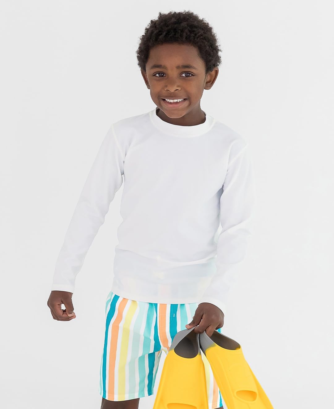 RUGGEDBUTTS Boys Rash Guard Top - Long Sleeve Swim Shirt UPF 50+