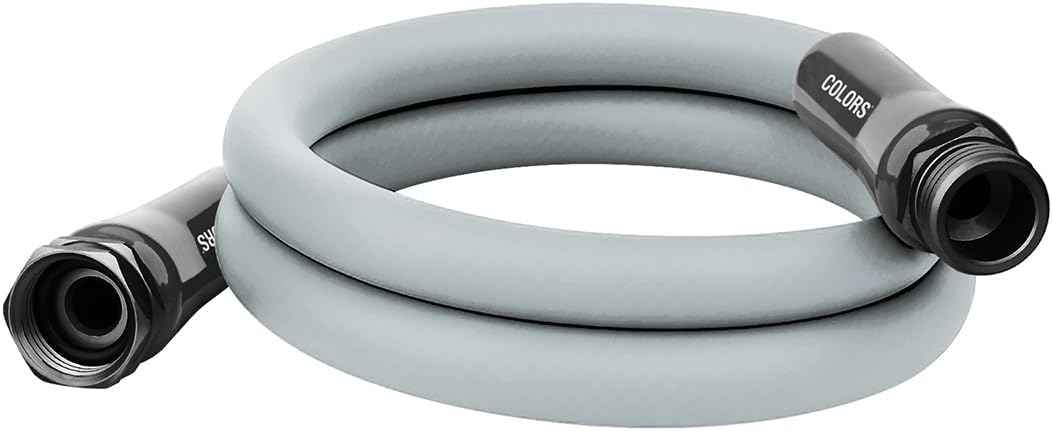 Flexzilla Colors Lead-In Garden Hose 5/8in. x 5ft., Lightweight All-Weather Water Hose, Durable and Flexible, Leak-Free Connections, Slate Gray