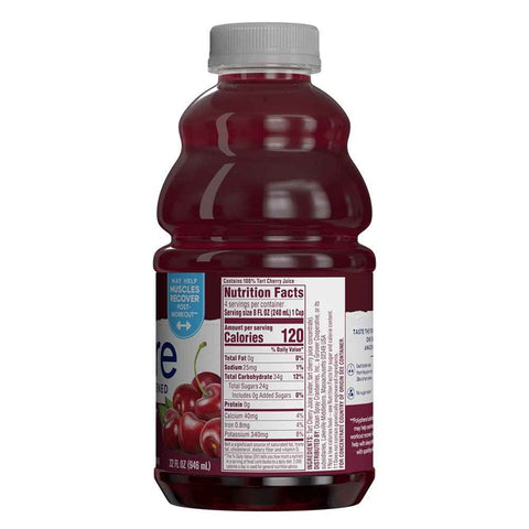 Ocean Spray® Pure Unsweetened Tart Cherry, 100% Tart Cherry Juice, 32 Fl Oz Bottle (Pack of 8)