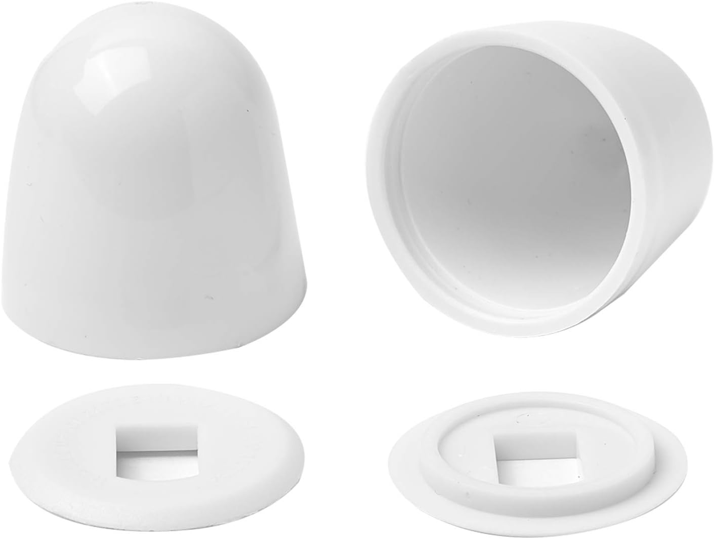 4Packs Universal Toilet Bolt Caps, Round Plastic Push-On Toilet Bowl Bolt Caps Covers, with Extra Washers for Easy installation, 1.44 Inch Height, White Color