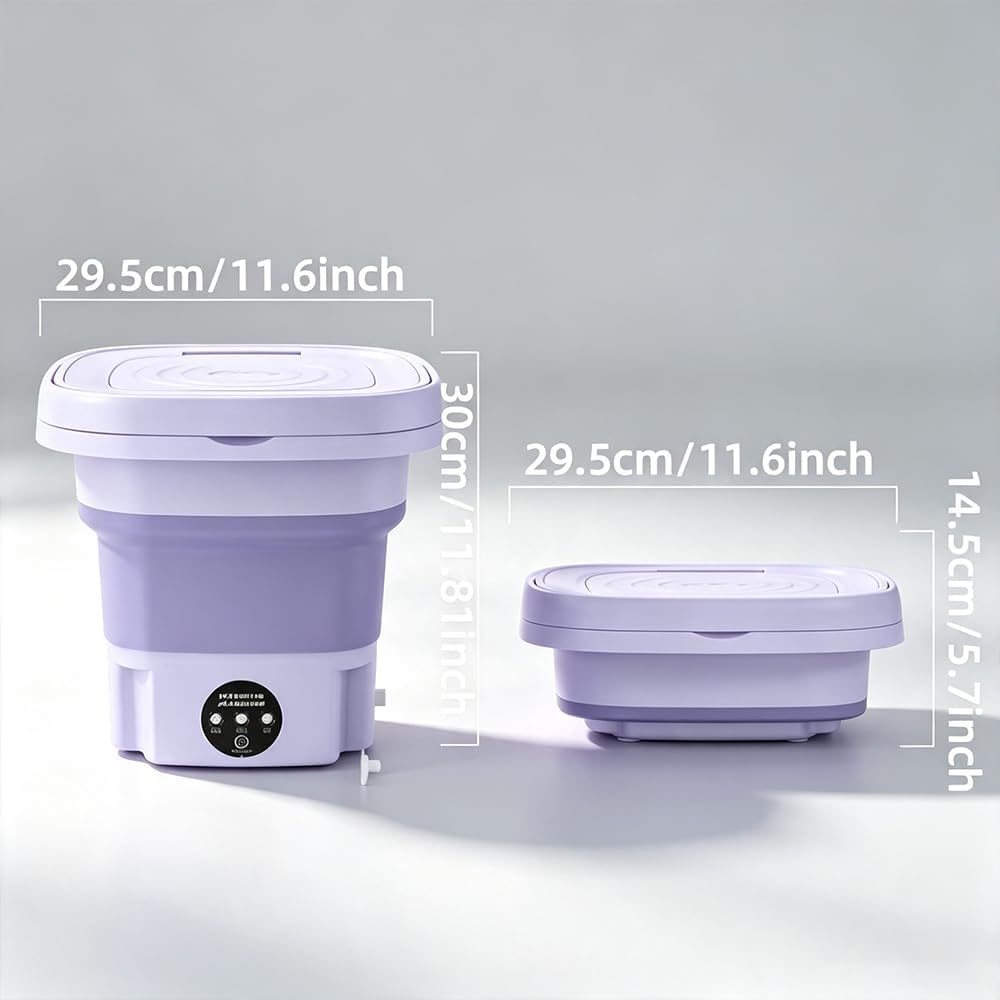 [Foldable Washing Machine] 2.38gal High Capacity Mini Washer with 3 Modes Deep Cleaning Half Automatic Washt, Foldable Washing Machine with Soft Spin Dry for Socks, Clothes, Towels, Delicate Items