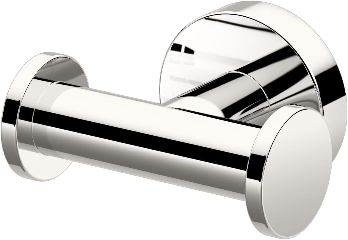 Gatco 4645A Glam 2 Hook Double Robe Hook, Wall Mounted Hook for Bathroom Towels & Robes, 3.10 Inch W, Satin Nickel