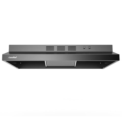 Comfee' Range Hood 30 Inch Ducted Ductless Vent Hood Durable Stainless Steel Kitchen Hood for Under Cabinet with 2 Reusable Filter, 200 CFM, 2 Speed Exhaust Fan