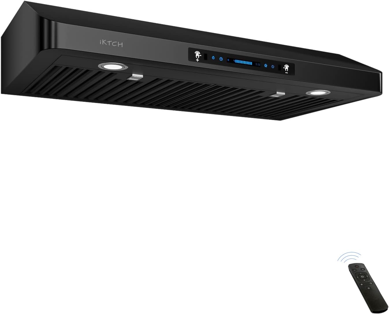IKTCH 36 inch Range Hood 900 CFM, Black Under Cabinet Kitchen Vent Hood with 4 Speed ​​Gesture Sensing&Touch Control Panel