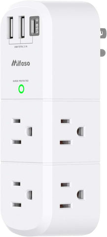PD20W USB Outlet Extender with Rotating Plug, 6 AC Multi Plug Wall Outlets