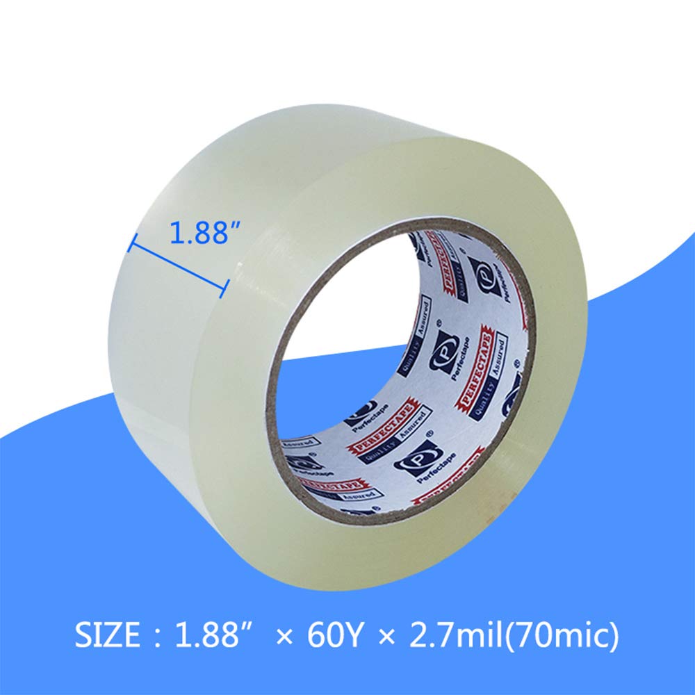 P PERFECTAPE Heavy Duty Packing Tape 6 Rolls, Clear, 2.7 mil, 1.88" x 60Y