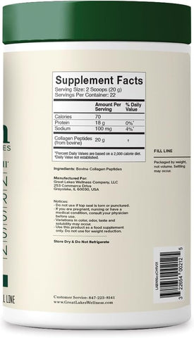 Great Lakes Wellness Collagen Peptides Powder for Skin, Hair, Nails, Joints & Digestion - Unflavored - Quick Dissolve Hydrolyzed, Non-GMO, Keto, Kosher - 16 oz - 2 Pack