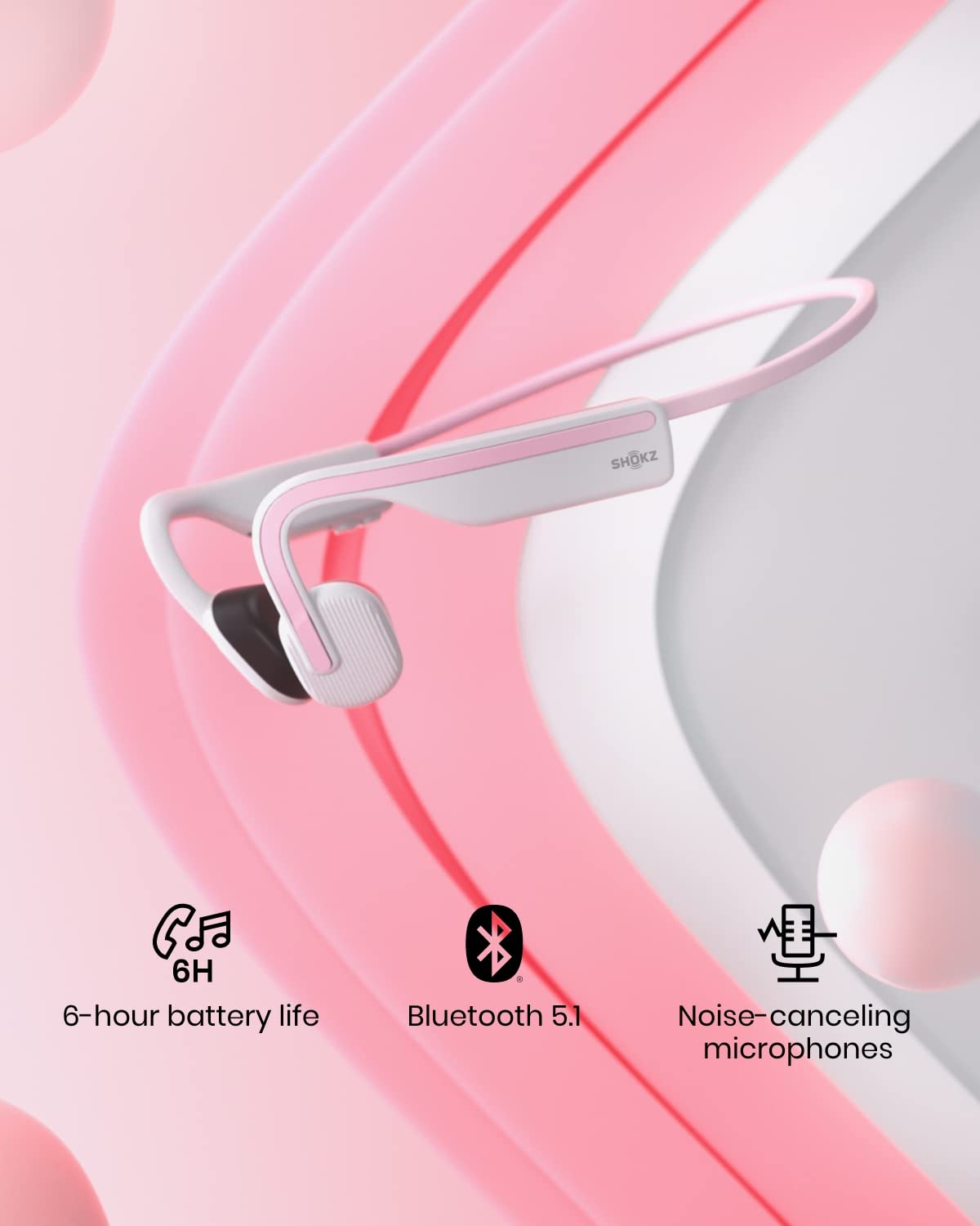 SHOKZ (AfterShokz OpenMove - Open-Ear Bluetooth Sport Headphones - Bone Conduction Wireless Earphones - Sweatproof for Running and Workouts, with Sticker Pack