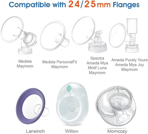 Maymom Flange Inserts 17 mm for Medela, Spectra 24 mm Shields/Flanges, Momcozy/Willow Wearable Cup. Compatible with Medela Freestyle, Harmony to Reduce 24mm Nipple Tunnel Down to 17 mm; 2pc/Each