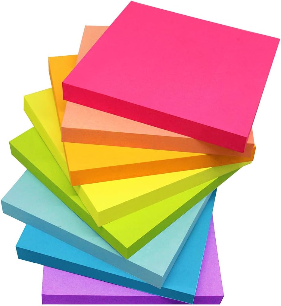 Sticky Notes 3x3 Inches,Bright Colors Self-Stick Pads