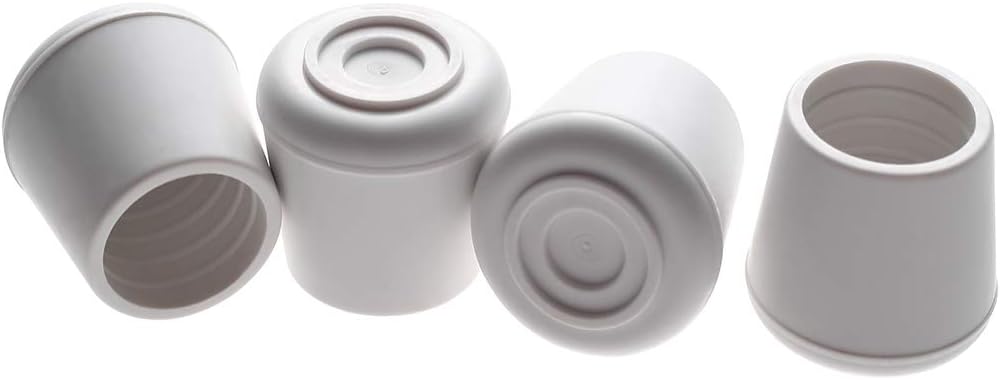 Furnigear Chair Leg Tips Caps Non-Slip Rubber Leg Tips 5/8” Inner Diameter Chair Leg Floor Protectors Round White, 20 Pack