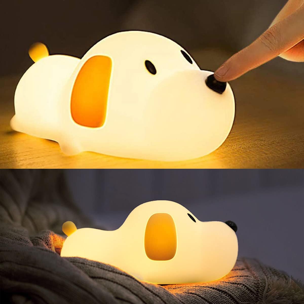 Dog Night Light, Cute Silicone Puppy Lamp Dimmable Portable Dog Lamps