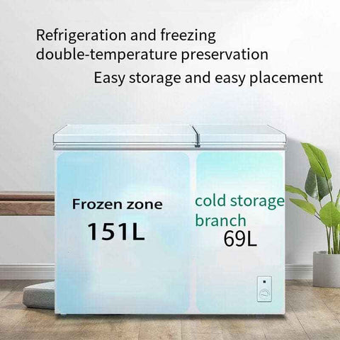 Chest Freezer 7.7 Cu.ft Double Door Deep Freezers with Removable Baskets,with 7 Temperature Settings, Perfect for Homes, Garages, Basements, RVs, White