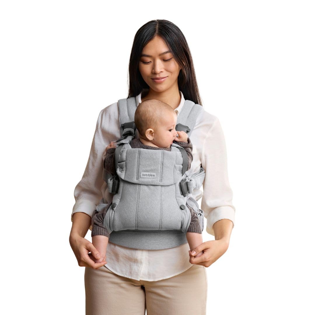 BabyBjörn Baby Carrier Harmony, Light Gray, Woven Mélange, 3-in-1 Ergonomic Baby Carrier, Newborn, Facing-in, Outward-Facing, and Back Carrying Positions Supported (7-40 lbs), Newborn to Toddler