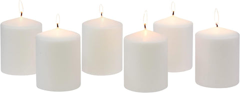 Stonebriar 35 Hour Long Burning Unscented Pillar Candles, 3x4, White (Pack of 4, 24 Count Total)
