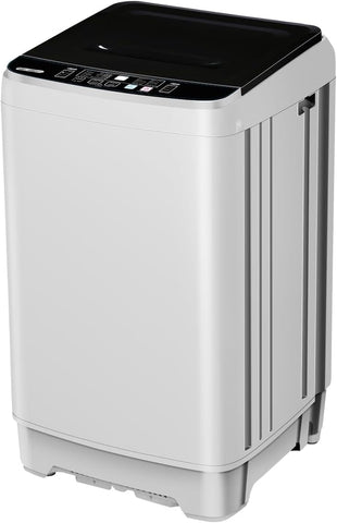 Anukis Fully Automatic Washing Machine, 13 lbs Capacity Top Load Washer with Drain Pump, 10 Wash Programs & 8 Water Levels, Household Laundry Washer, White and Gray