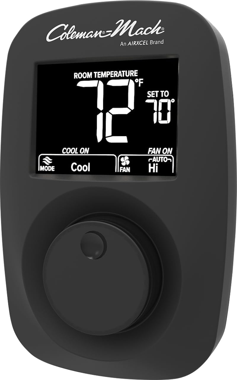 Coleman-Mach 12VDC Digital Wall Thermostat with Dry Mode, Black