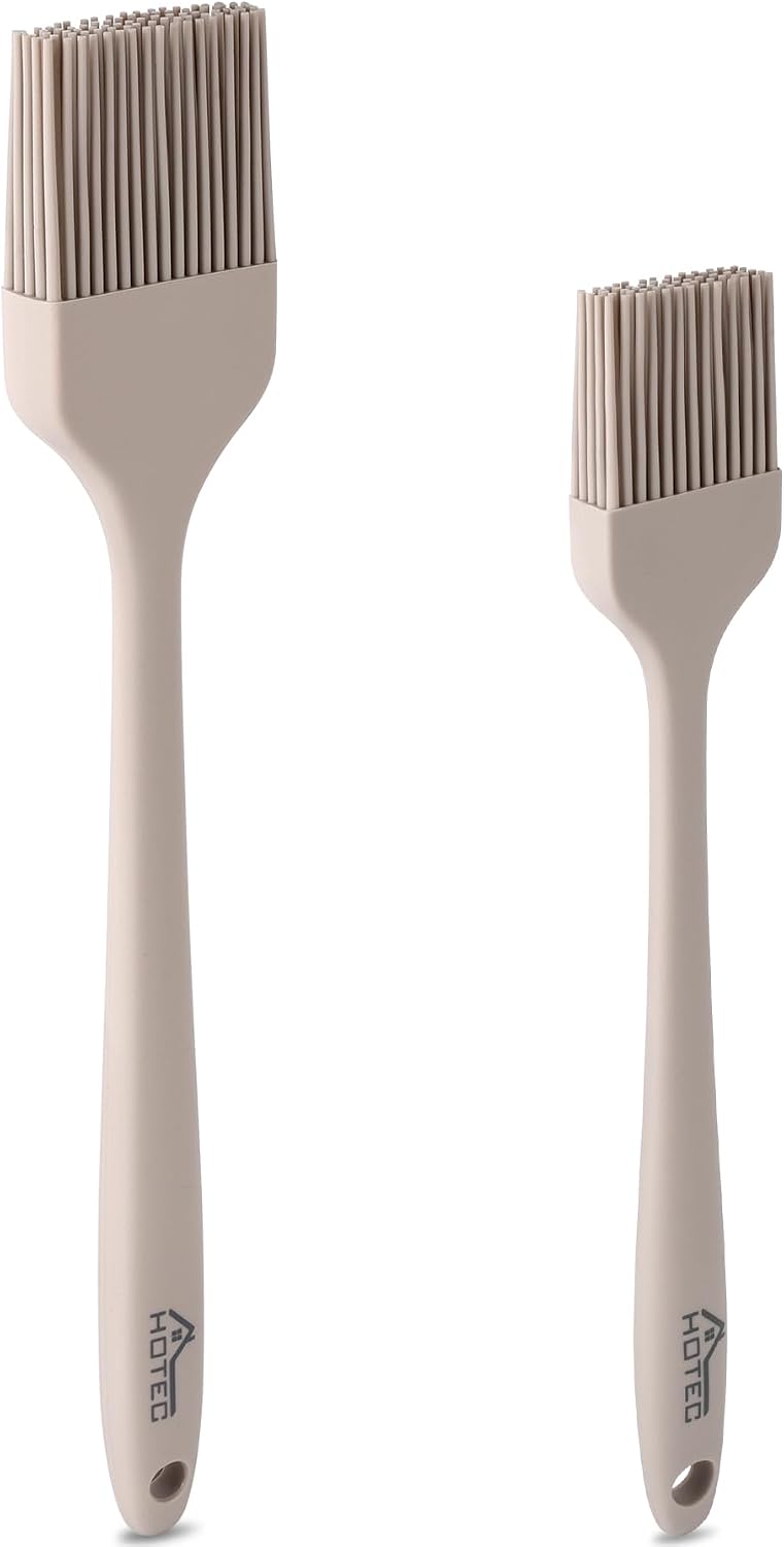 HOTEC Basting Brushes Silicone Heat Resistant Pastry Brushes Spread Oil Butter Sauce Marinades for BBQ Grill Barbecue Baking Kitchen Cooking BPA Free Dishwasher Safe (Red 2)