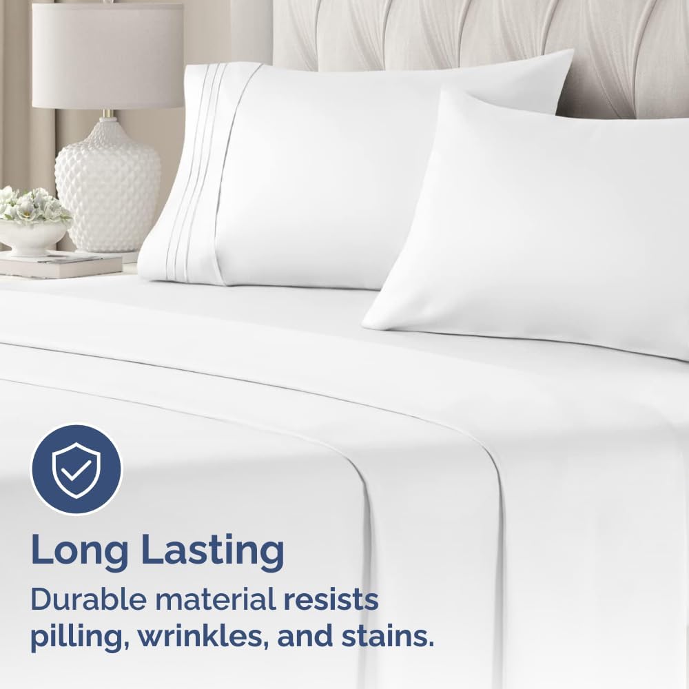 King Pillow Cases Set of 2 - Ultra Soft Cozy Pillowcase Covers - White