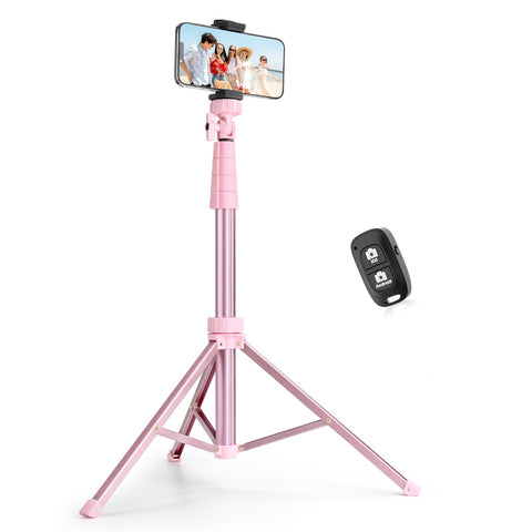 SENSYNE 72" Phone Tripod & Selfie Stick, Extendable Cell Phone Tripod Stand with Wireless Remote and Phone Holder, Compatible with iPhone Android Phone, Camera, Pink