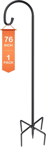 Ottsuls Bird Feeder Pole, 76 INCH Heavy Duty Shepherds Hooks for Outdoor with 5 Prong Base, Adjustable Stand Hanger for Garden Plant, Hummingbird Feeder, Lantern, Hanging Wedding Decor (1 Pack)