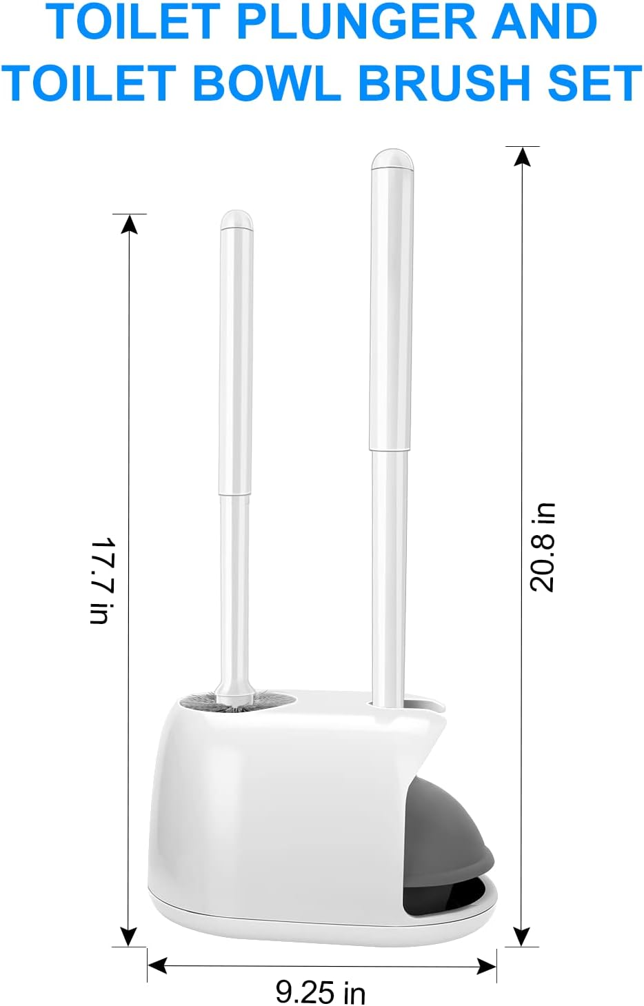 SetSail Toilet Brush and Plunger Set, Semi-Hidden Toilet Plungers, White