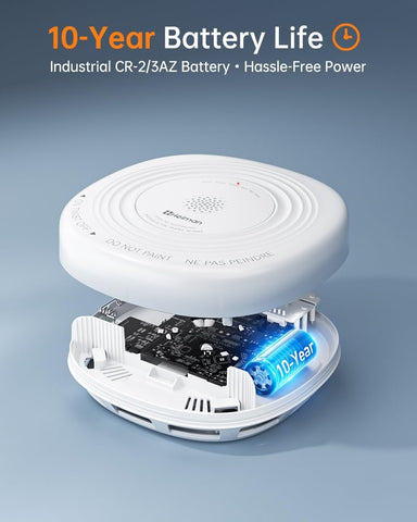 Heiman Smoke Detector 10 Year Battery, photoelectric Smoke Alarm，1-Pack (3