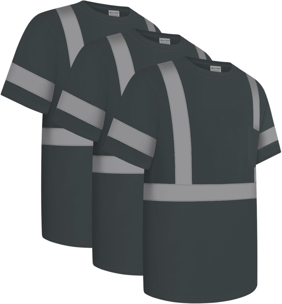 High Visibility Shirts for Men Class 2 Hi Vis Reflective Safety ConstrUCRtion Shirts for Men Women, Short Sleeve Work Shirts, Meet ANSI, Durable & Breathable, UCR-Dark Grey L,3PACK
