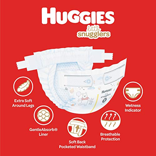 Baby Diapers Size 1, 76ct, Huggies Little Snugglers, Gentle Skin Protection