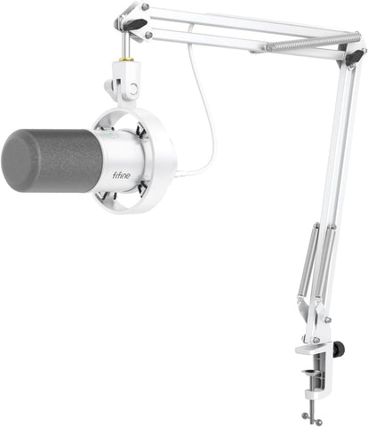 FIFINE AmpliTank K688CTW Dynamic Microphone with Boom Arm, XLR/USB Mic