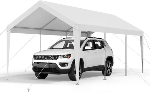 VEVOR Carport, 10 x 20 FT Outdoor Car Canopy, Potable Carport, Heavy Duty Galvanized Cars Shelter, UV-Resistant & Water-Resistant, All-Season Protection, Storage Shed for Car Boat Motorcycle White