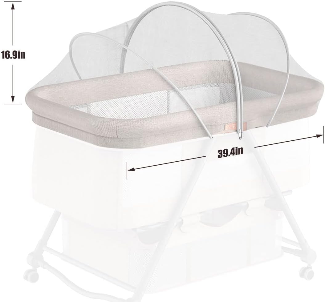 DUOMI Bassinet Cover for Cats with Two-Way Zipper,Portable Bassinet Mosquito Net Cover,Mosquito Net to Keep Pets Out(White)