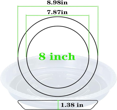 OVZILKI Plant Saucer 2 Pack of 8 inch, Clear Plastic Flower Plant Pot Saucer, Heavy Duty Plant Drip Trays Saucers for Indoor, Plant Water Tray for Planters