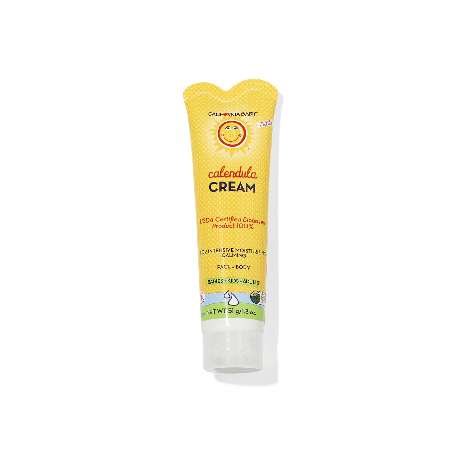 California Baby Calendula Cream | 100% Plant-Based Moisturizer | Lavender Baby Lotion | Face Moisturizer For Dry Skin | Hypoallergenic | 1.8 oz / 51g
