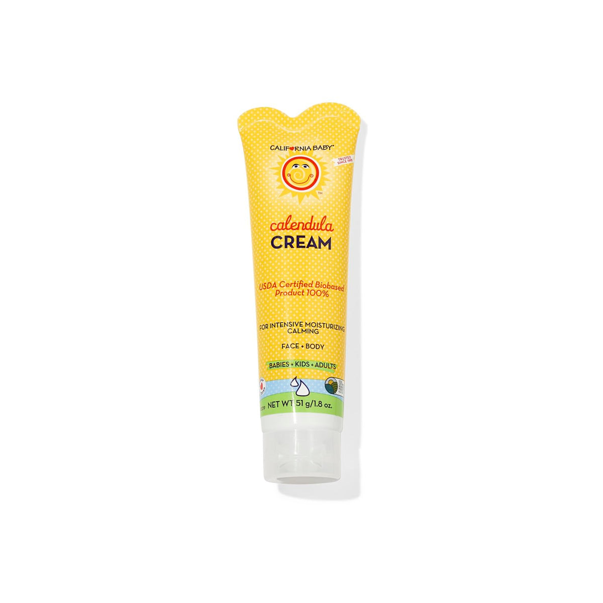 California Baby Calendula Cream | 100% Plant-Based Moisturizer | Lavender Baby Lotion | Face Moisturizer For Dry Skin | Hypoallergenic | 1.8 oz / 51g
