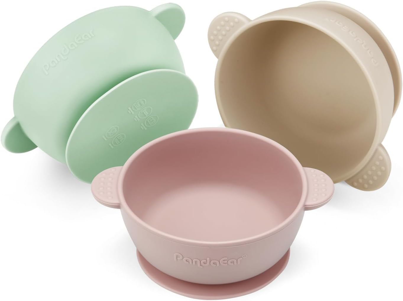 PandaEar 3 Pack Baby Bowls with Suction, Stay Put Silicone Food Bowl