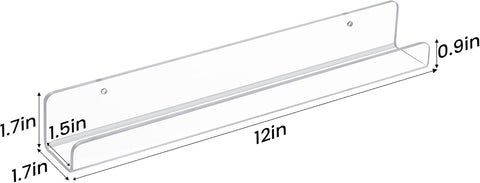 upsimples 4 Pcs 12" Vinyl Record Wall Mount Shelves, Clear Acrylic Display