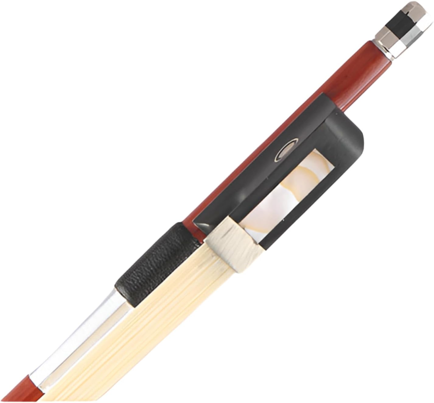 AMZZ Professional 1/2 Violin Bow – Brazilwood, Ebony Frog, White Horsehair, Handmade & Balanced for Students & Advanced Players