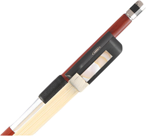 AMZZ Professional 1/2 Violin Bow – Brazilwood, Ebony Frog, White Horsehair, Handmade & Balanced for Students & Advanced Players