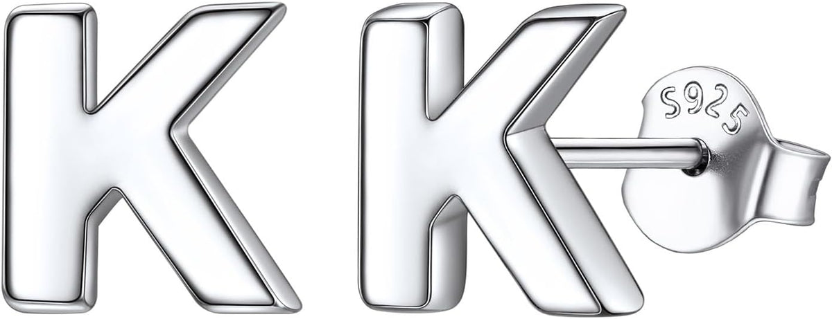 ChicSilver Hypoallergenic 925 Sterling Silver Stud Earrings Simple Tiny Initial Letter A-Z Studs for Women Sensitive Ears