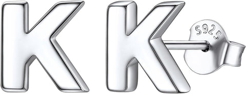 ChicSilver Hypoallergenic 925 Sterling Silver Stud Earrings Simple Tiny Initial Letter A-Z Studs for Women Sensitive Ears