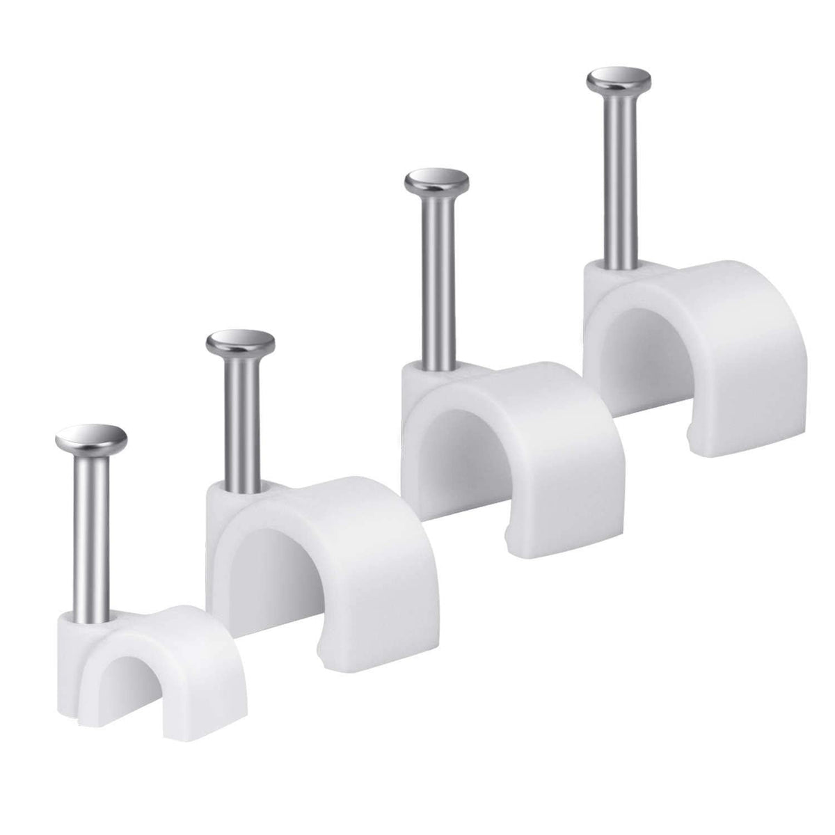 Cable Wire Clips 4mm 6mm 8mm 10mm Cable Management RG6 RG59 CAT5 CAT6 RJ45 Electrical Ethernet Dish TV Speaker Wire Cord Tie Holder Single Coaxial Nail Clamps (Pack of 400)