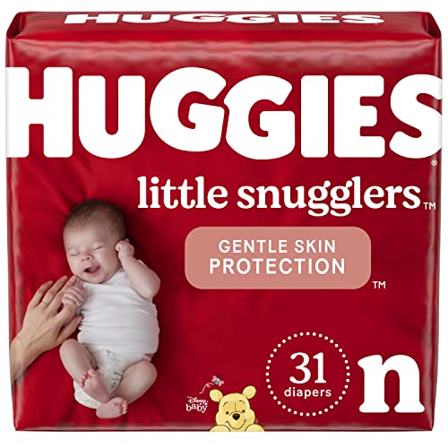 Baby Diapers Size Newborn (up to 10 lbs), 31ct, Huggies Little Snugglers