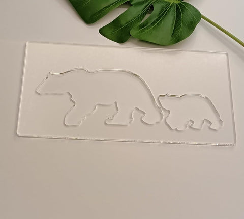 Clear Acrylic Bear Router Template,Bear and Cub Router Template,Router Inlay Template for Woodworking and Craft (6''x12'')
