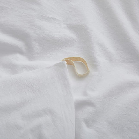 LOVQUE 100% Washed Cotton Duvet Cover, White, Twin Size, 68x90 Inches
