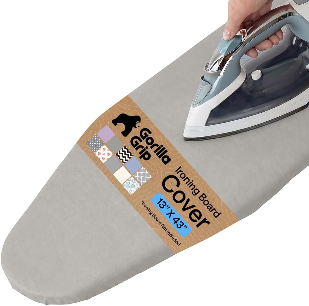 GORILLA GRIP Padded Ironing Board Cover, 13x43, Silver