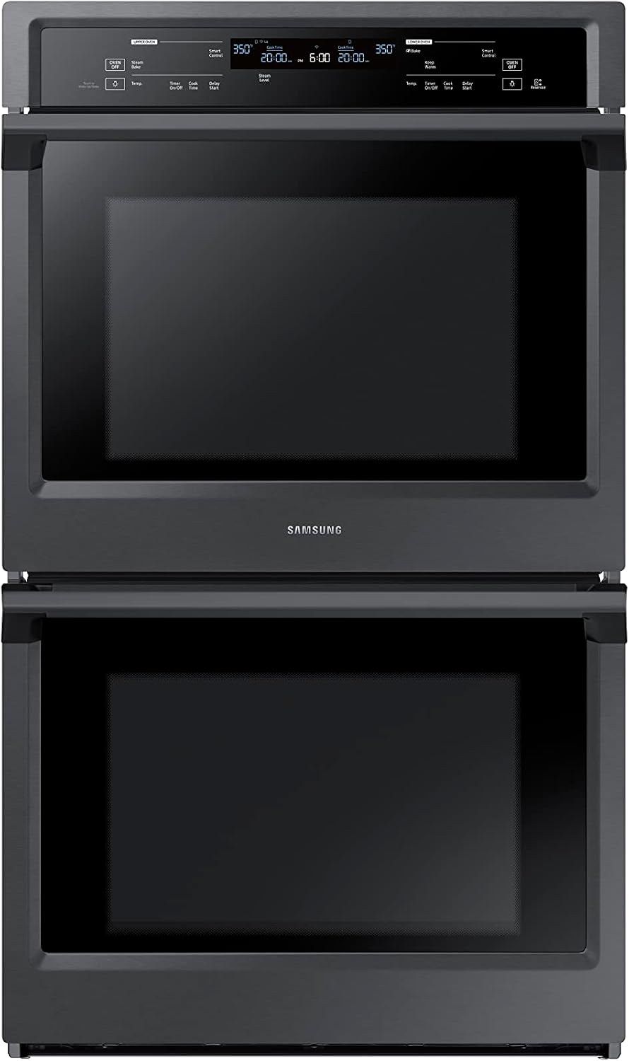 SAMSUNG 30" Smart Double Wall Oven w/Steam Cook, Wi-Fi, Large Oven Capacity, NV51K6650DG/AA, Fingerprint Resistant Stainless Steel, Black